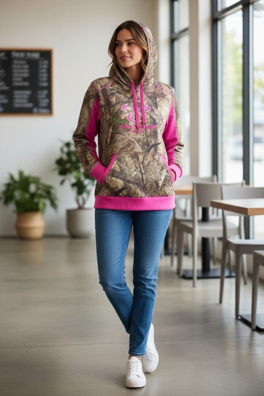 TrueTimber Camo Hoodie Women's XL Pink Hunting Pullover Hooded Sweatshirt